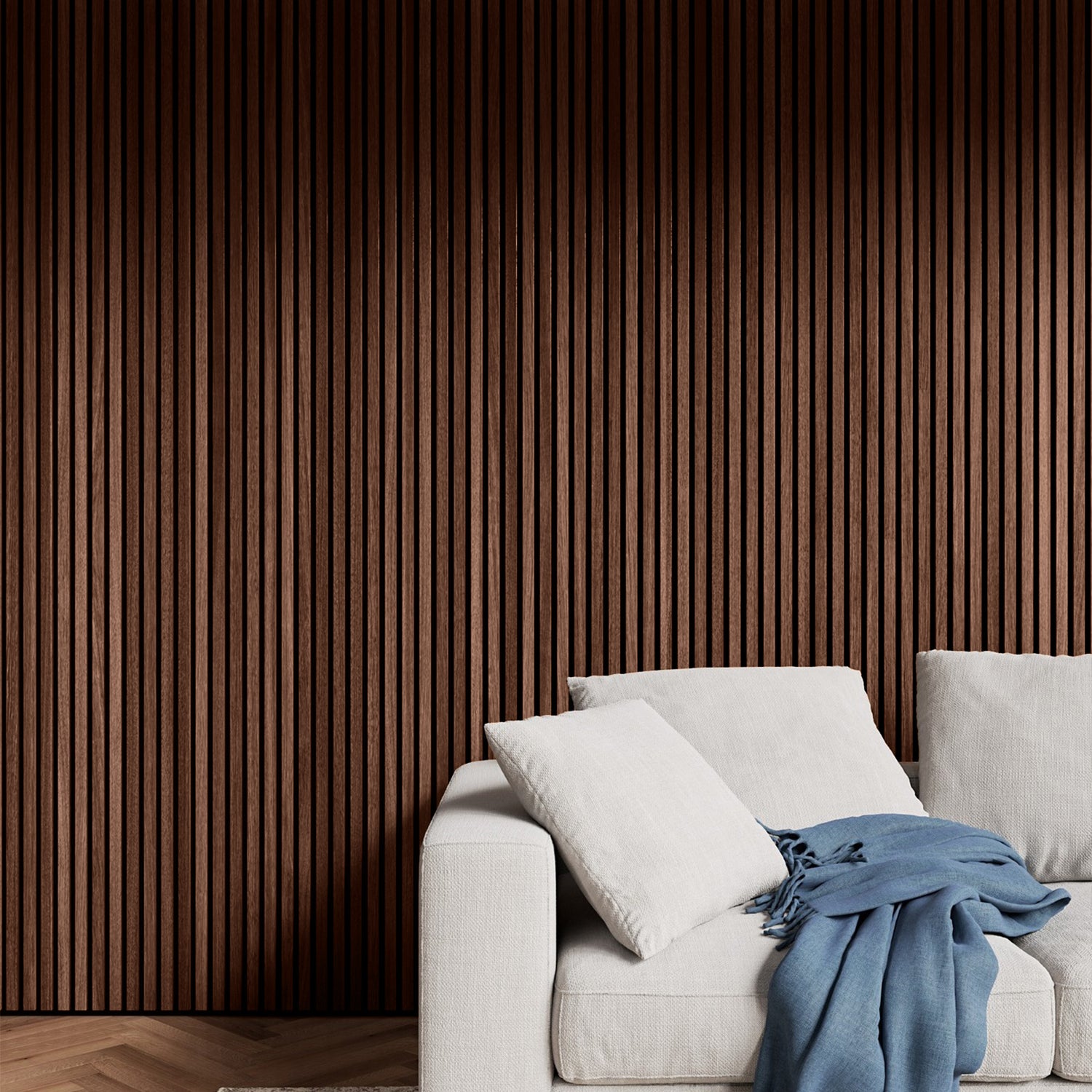 3D Acoustic Slat American Smoked Oak Wood Wall Panel