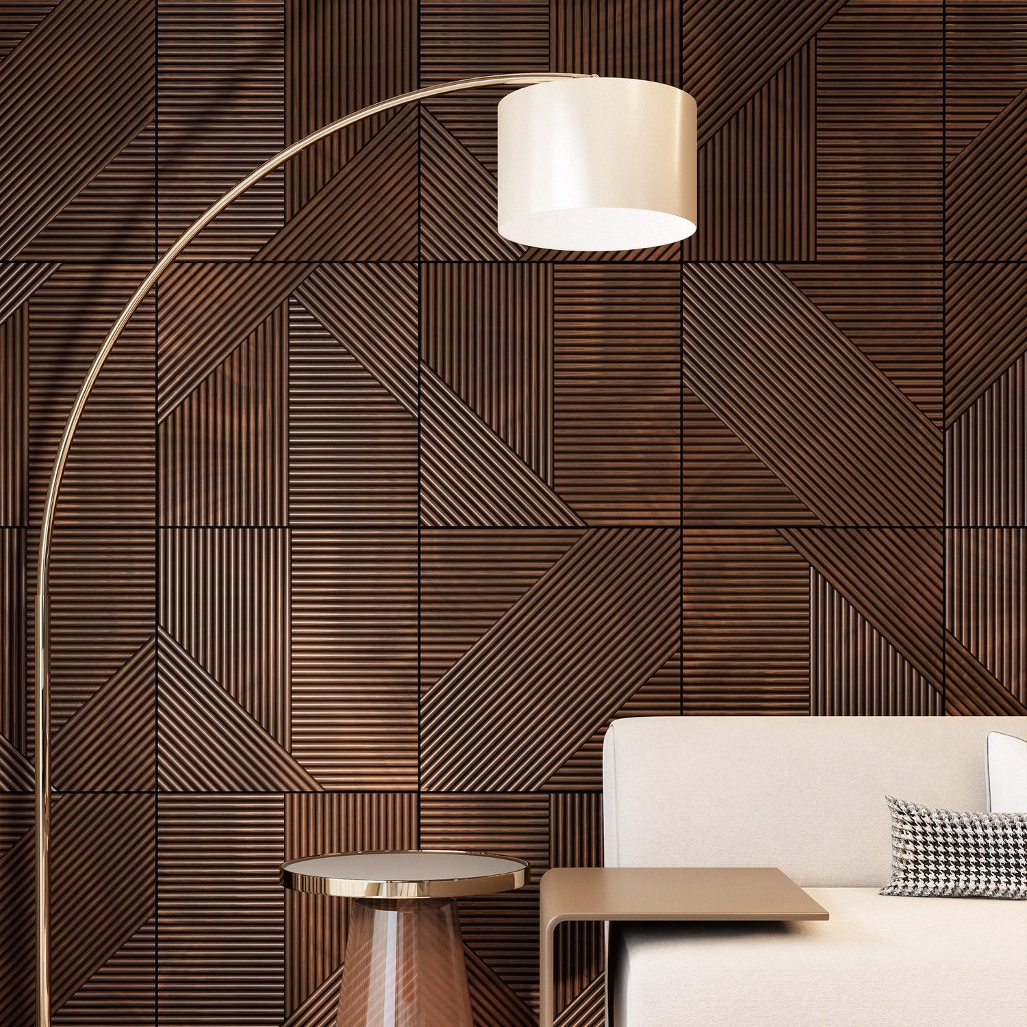 Espresso Crossing Lines Solid Wood Wall Panel | GroovePanel®.