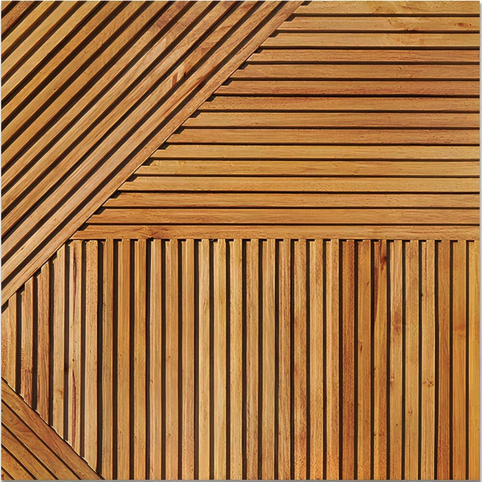 GroovePanel® Tangram Mosaic 100% Solid Wood Wall Panel | Golden Walnut.