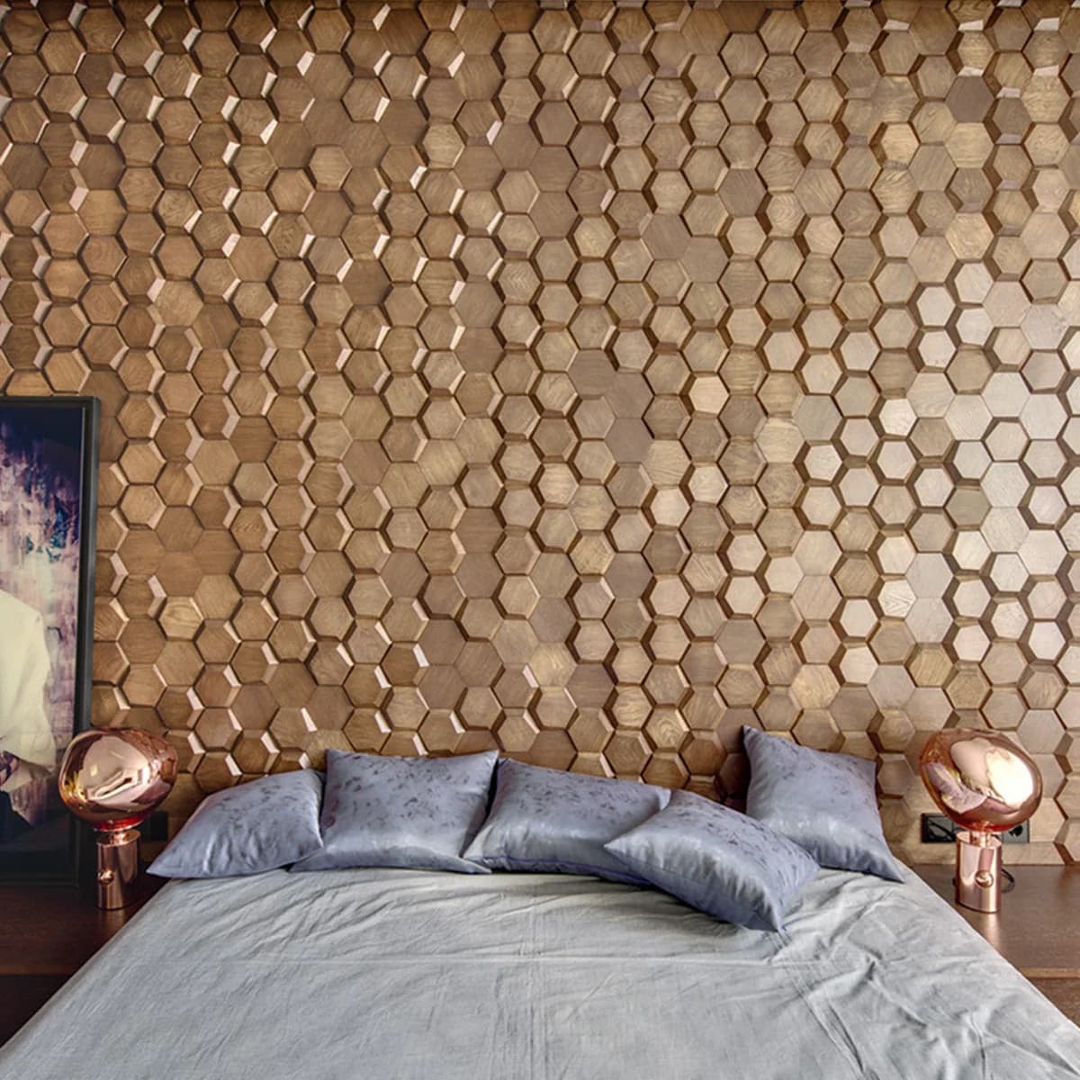Wood Wall Panel | Solid Wood | Walnut Honey Mosaic.