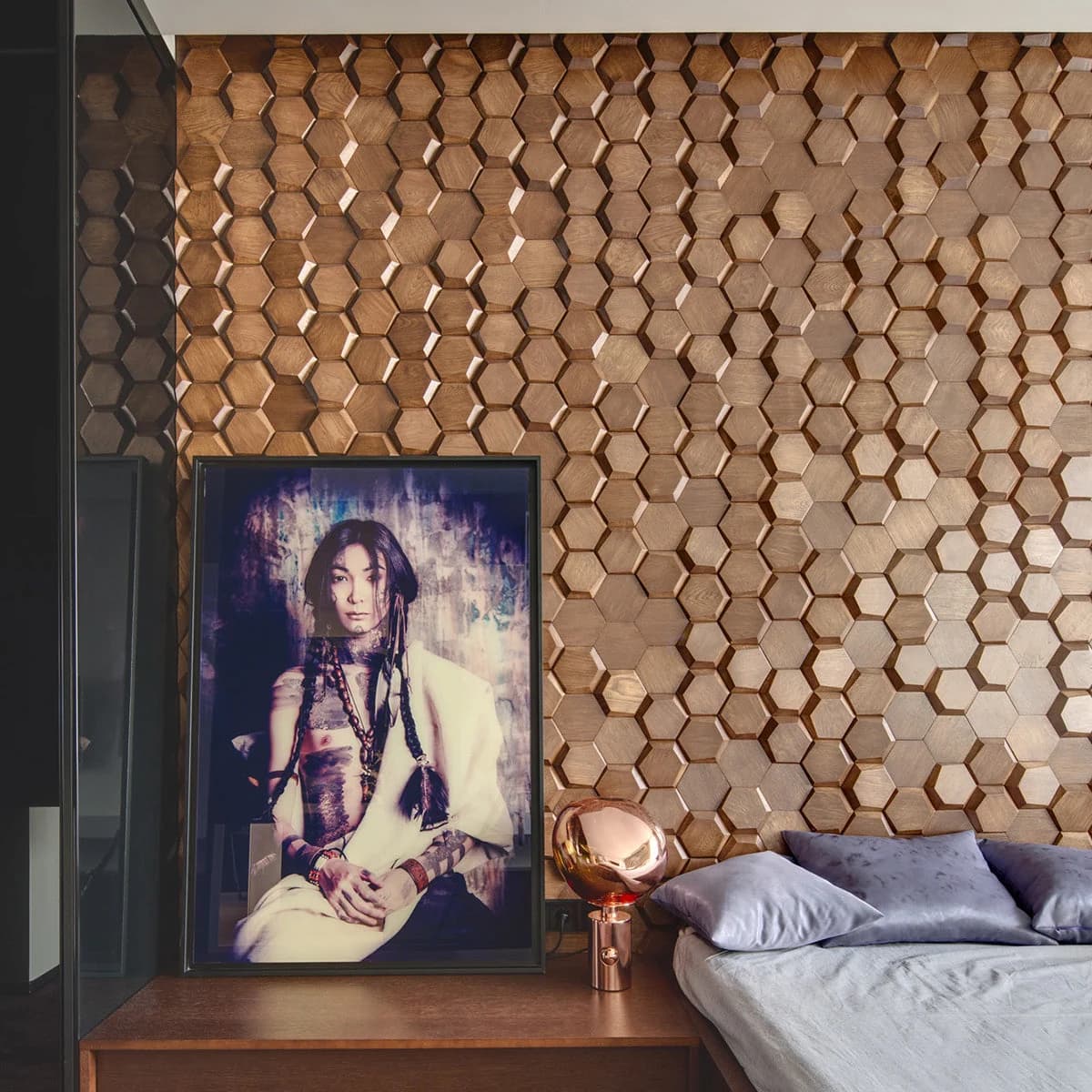 Wood Wall Panel | Solid Wood | Walnut Honey Mosaic.