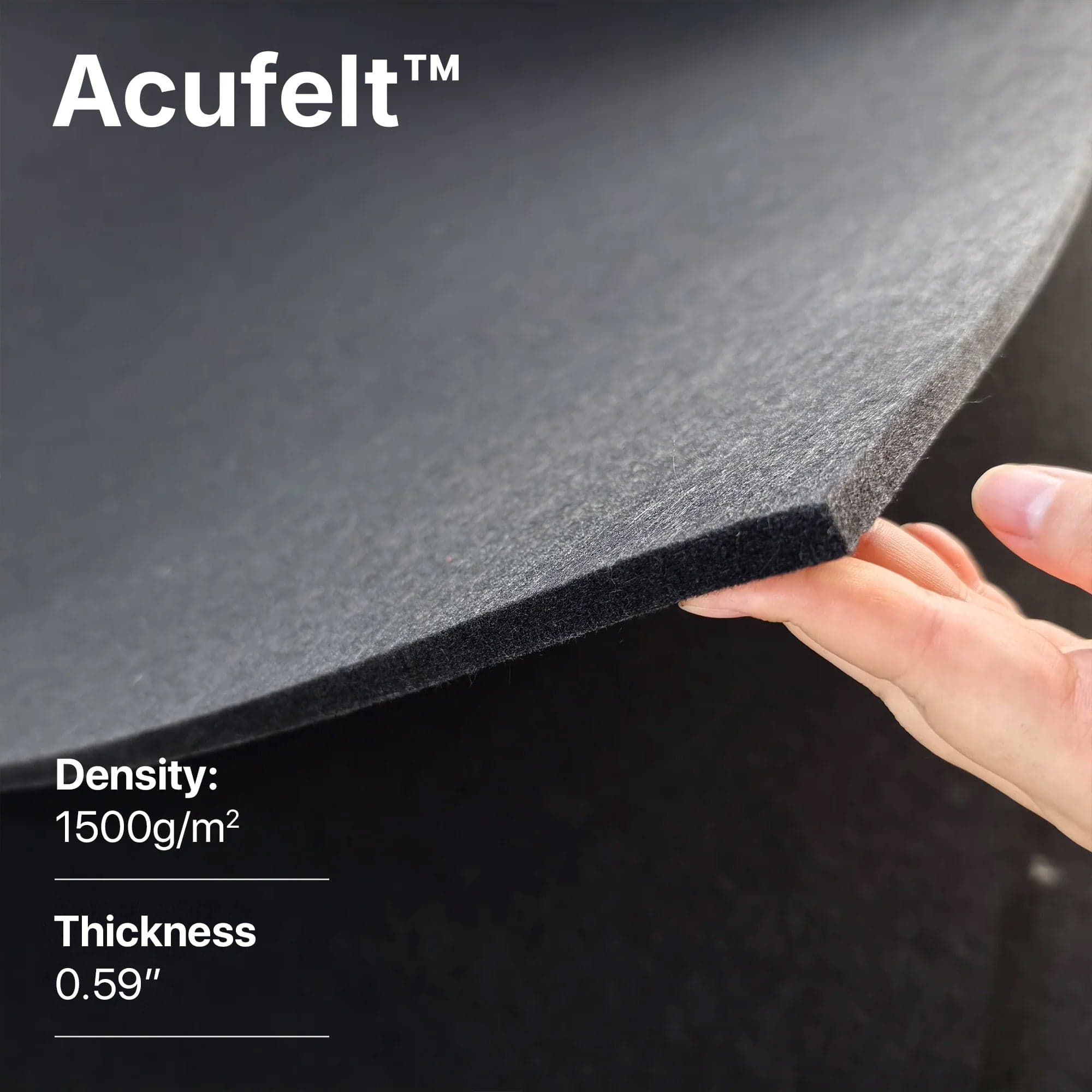 Acufelt backing, 1500g/m² at 0.59 inch — Acoustic Rectangle Wood Wall Panels