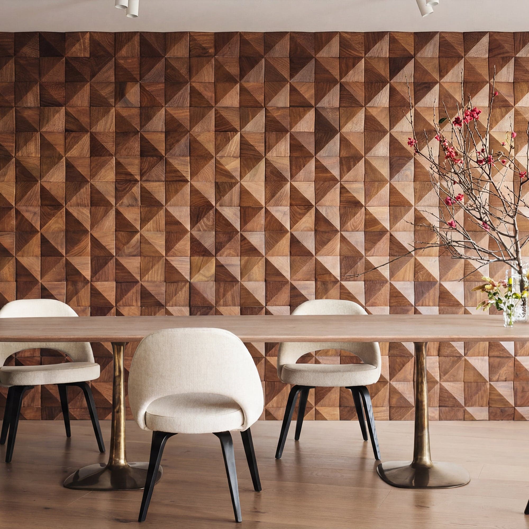 Walnut Triangle Solid Wood Wall Panels - View 3