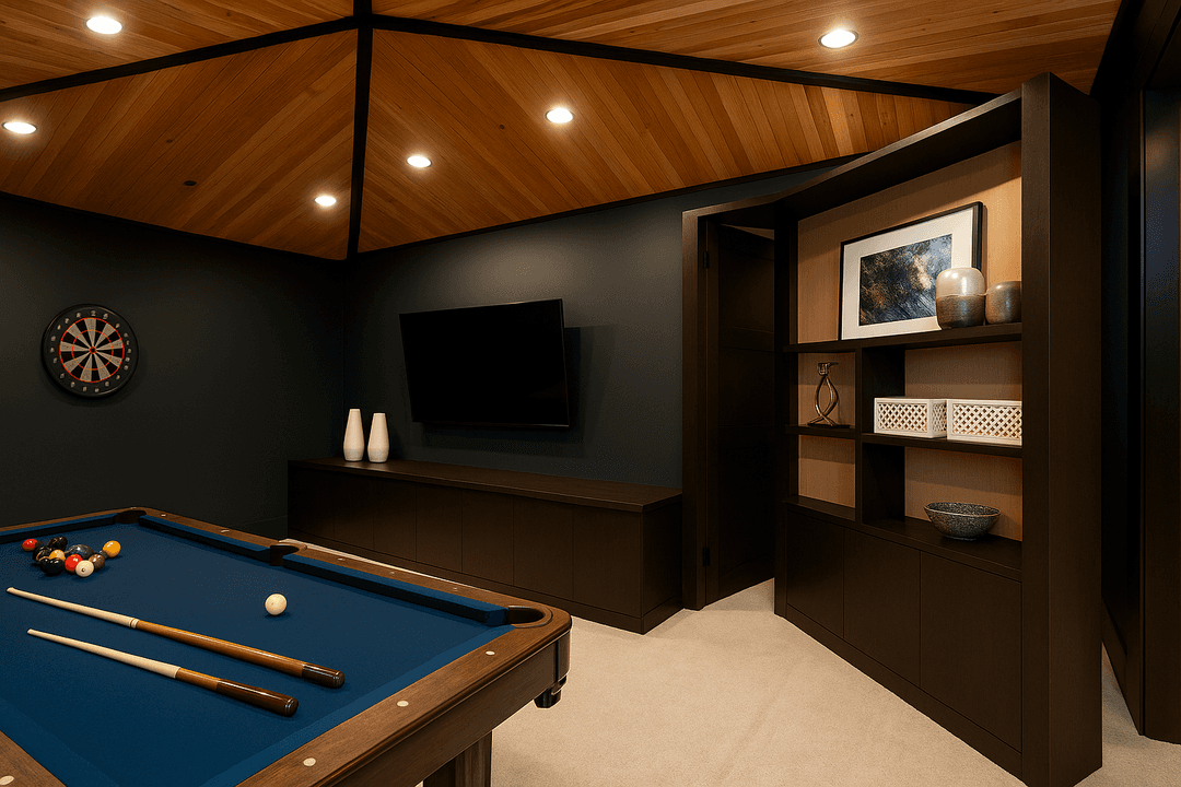 hobby room with hidden door