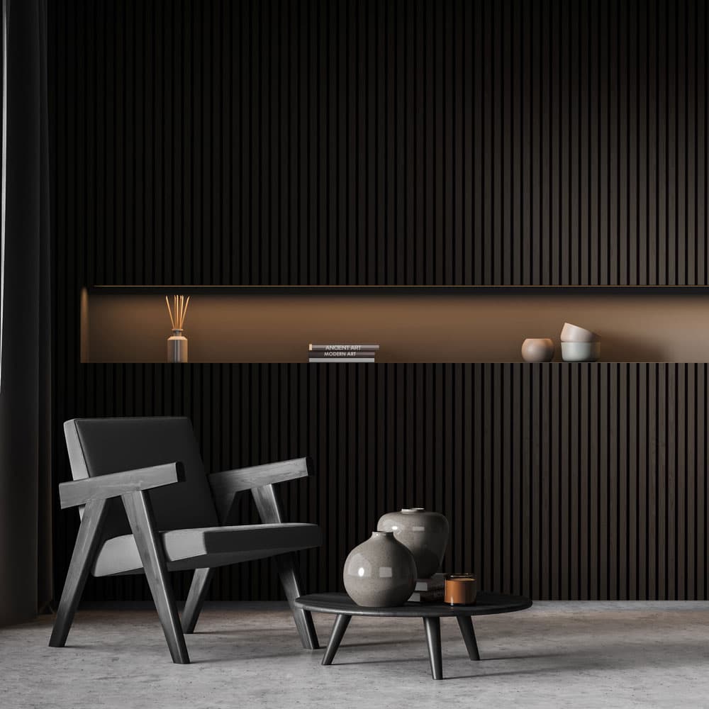 horizontal wood slat wall