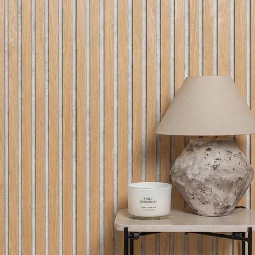 American Acoustic Slat White Felt Wood Wall Panels - Oak - View 1