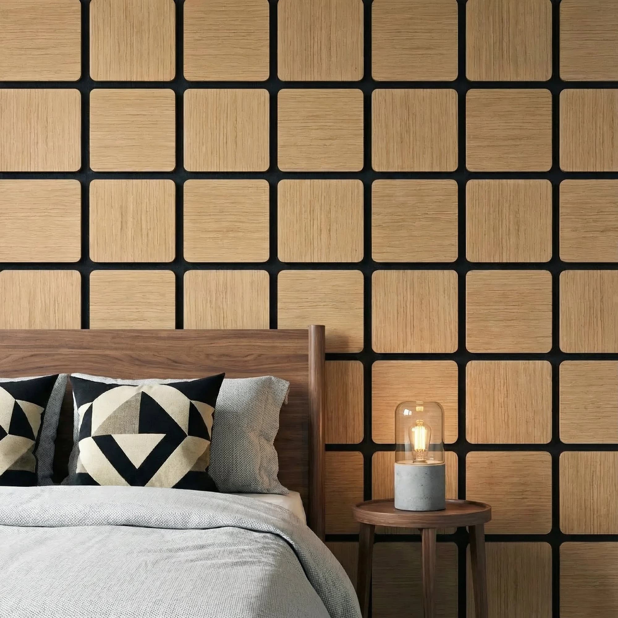 Acoustic Rectangle Wood Wall Panels in Golden Oak — view 1