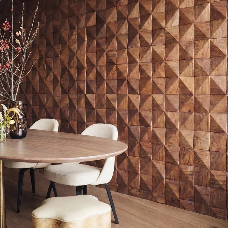 Walnut Triangle Solid Wood Wall Panels - View 2