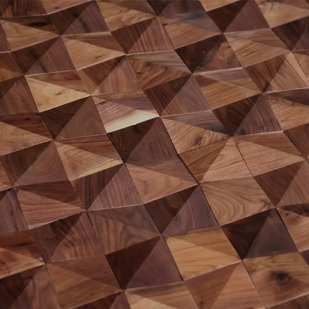 Walnut Triangle Solid Wood Wall Panels | GroovePanel®.