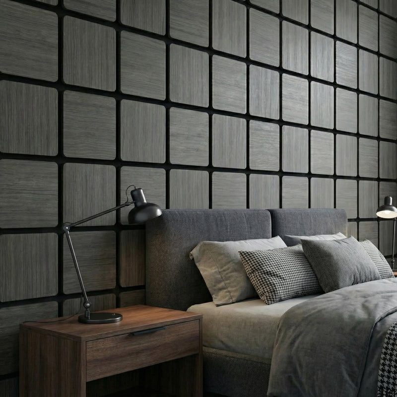 Acoustic Rectangle Wood Wall Panels in Smoked Oak — view 1