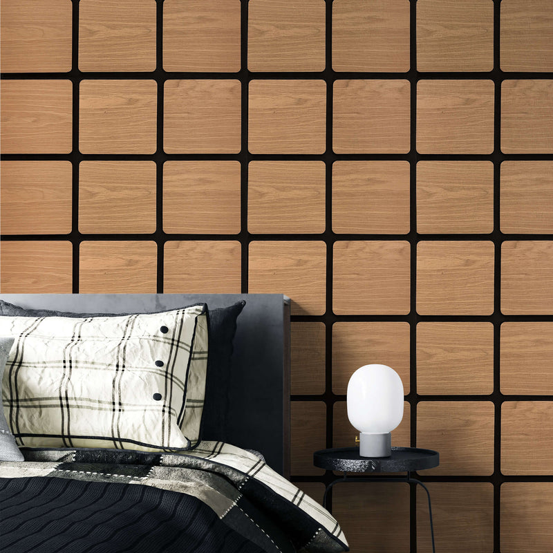 Acoustic Rectangle Wood Wall Panels in Walnut — view 4