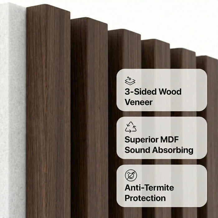 American Acoustic Slat White Felt Wood Wall Panels | SoundPanel™