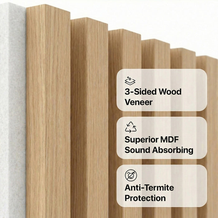 American Acoustic Slat White Felt Wood Wall Panels | SoundPanel™