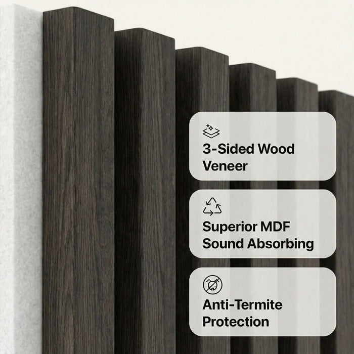 American Acoustic Slat White Felt Wood Wall Panels | SoundPanel™