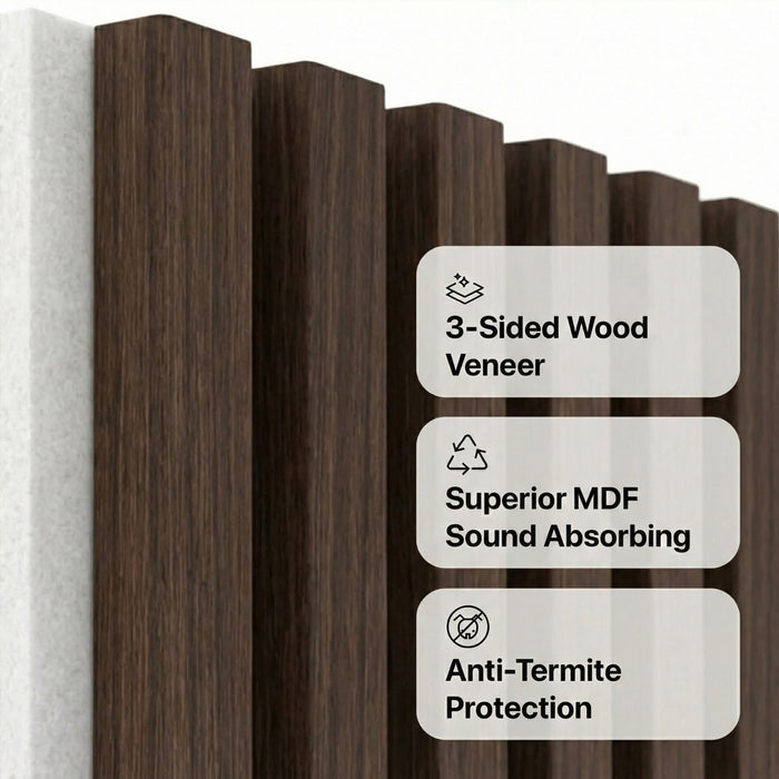 American Acoustic Slat White Felt Wood Wall Panels | SoundPanel™