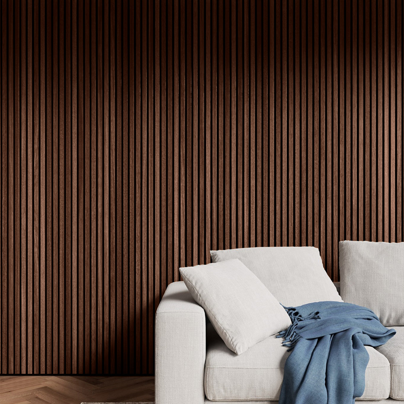 3D Acoustic Slat American Smoked Oak Wood Wall Panel