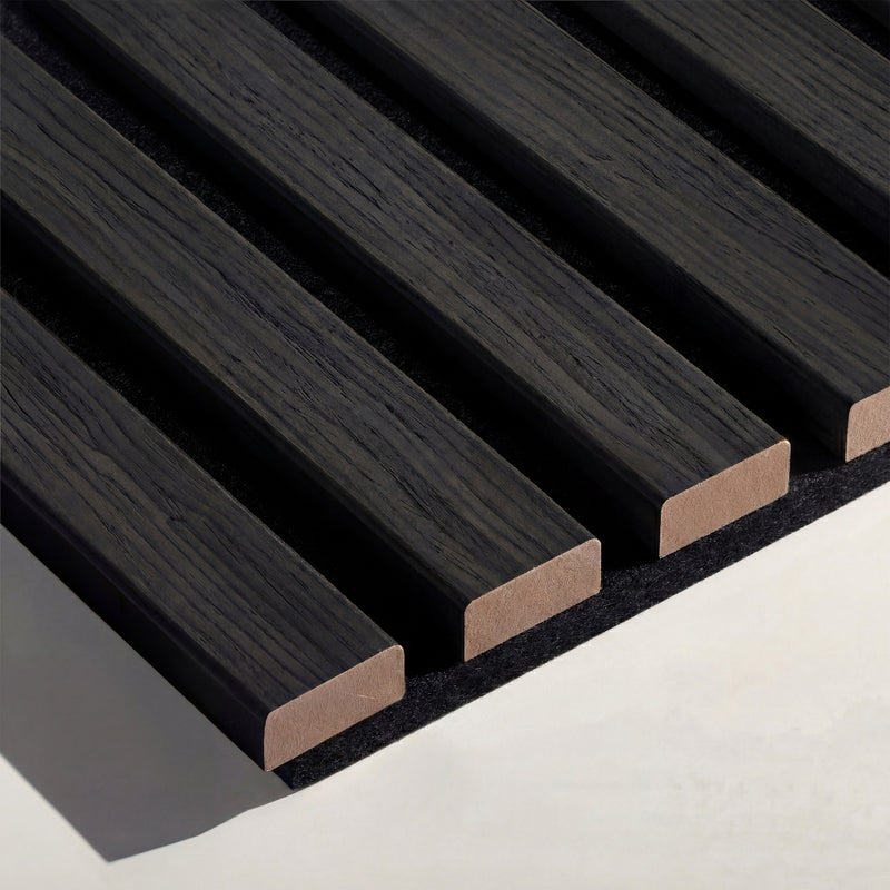 Acoustic Slat Wood Wall Panels in Smoked Oak — view 2