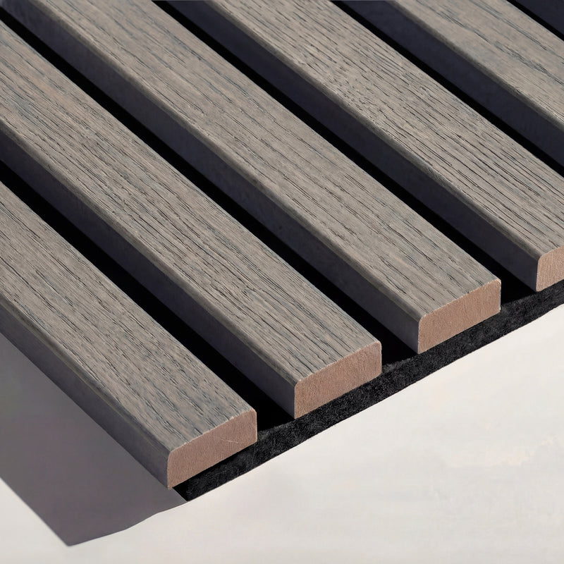 Acoustic Slat Wood Wall Panels in Grey Oak — view 2