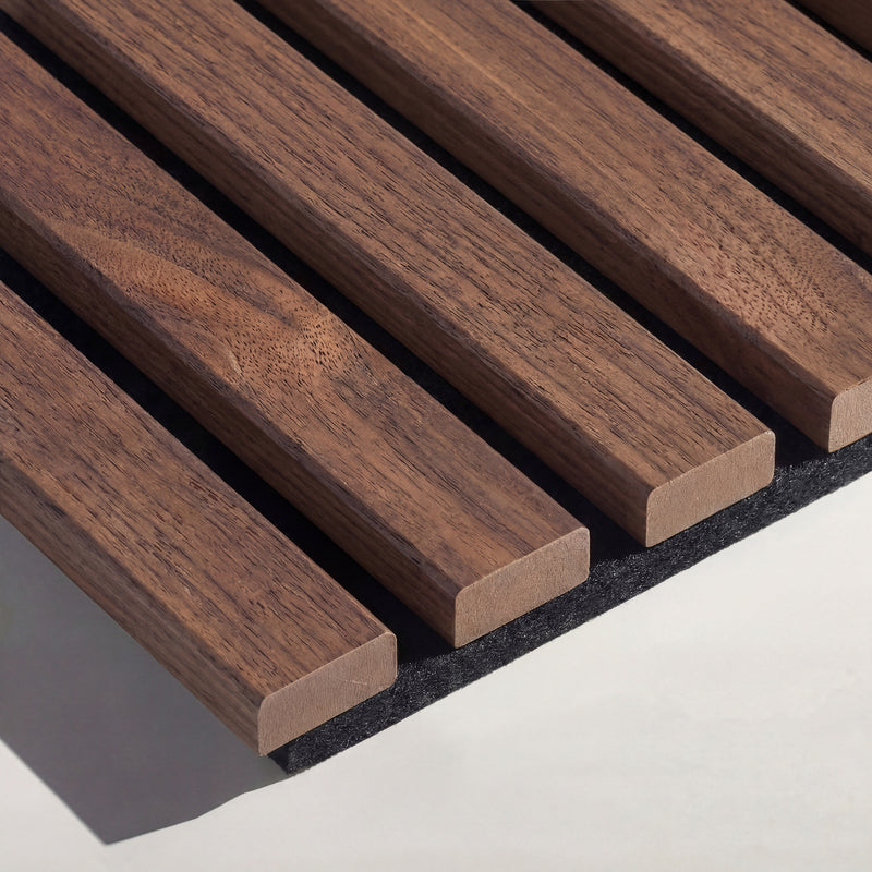 Acoustic Slat Wood Wall Panels in Walnut — view 2