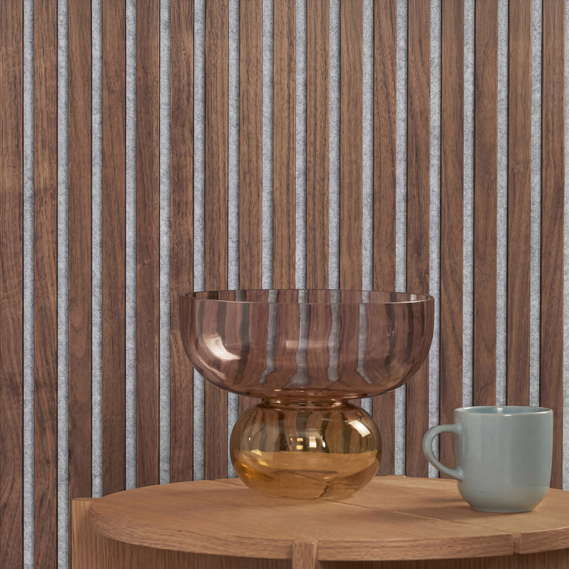 American Acoustic Slat White Felt Wood Wall Panels - Walnut - View 8