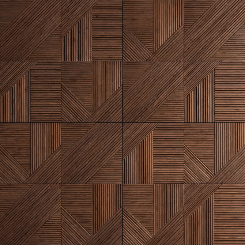 Crossing Lines Solid Wood Wall Panels in Dark Walnut — view 3
