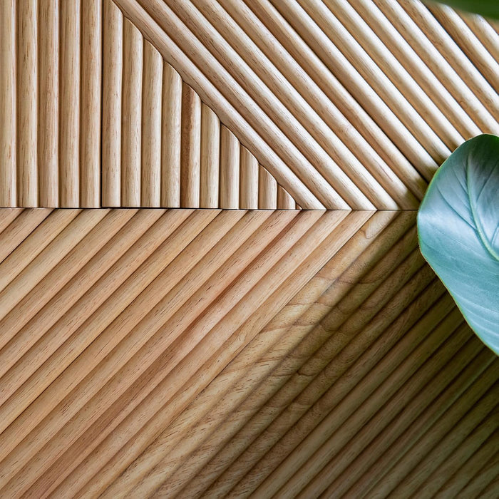 Natural Oak Crossing Lines Solid Wood Wall Panel | GroovePanel®