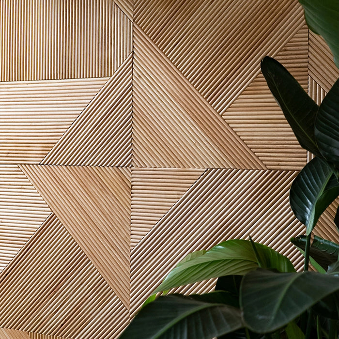 Natural Oak Crossing Lines Solid Wood Wall Panel | GroovePanel®