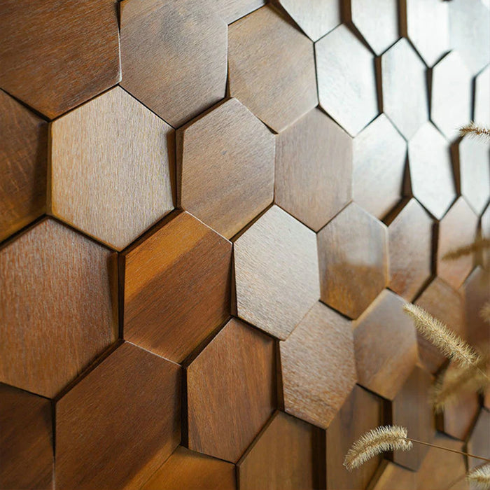 Hexagon Walnut Solid Wood Panel