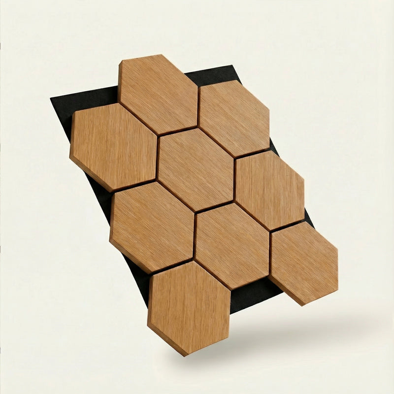 Acoustic Hexagon Wood Wall Panels in Natural Oak — view 4