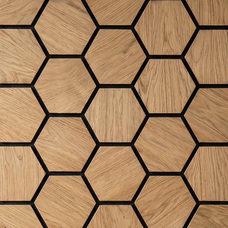 Acoustic Hexagon Wood Wall Panels in Natural Oak — view 2