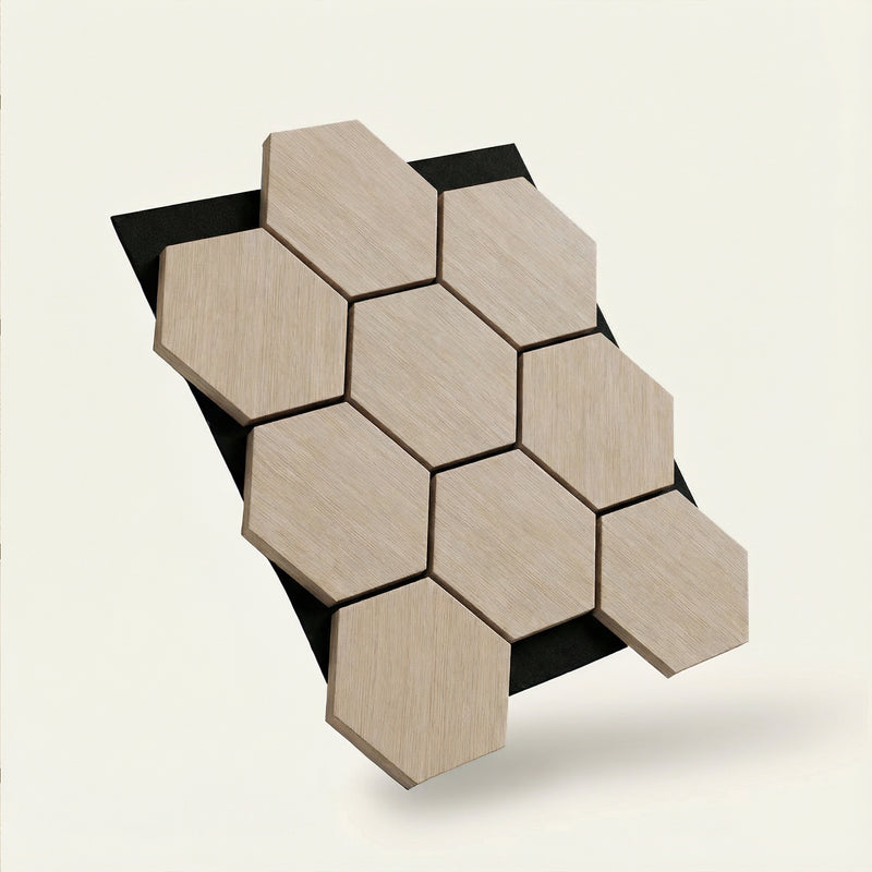 Acoustic Hexagon Wood Wall Panels in White Oak — view 4