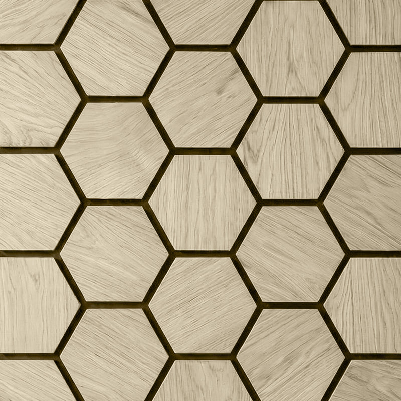 Acoustic Hexagon Wood Wall Panels in White Oak — view 2