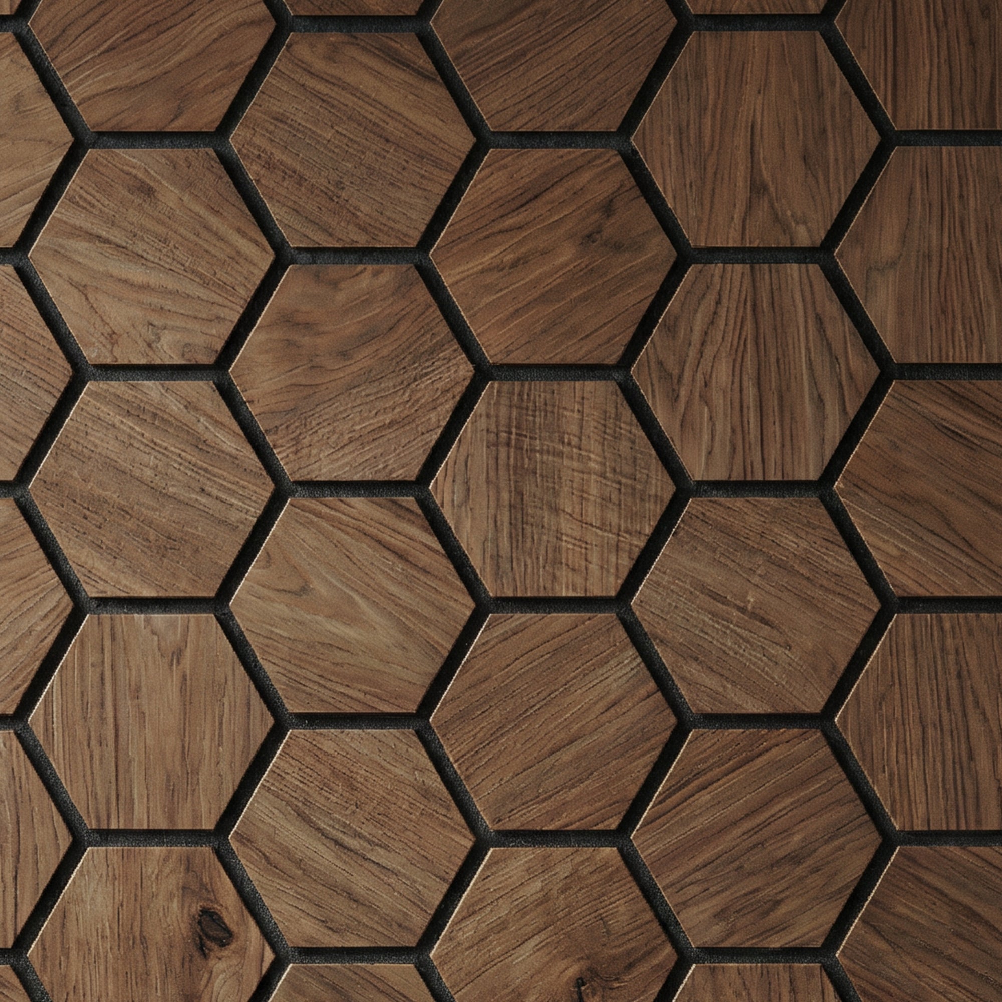 Acoustic Hexagon Wood Wall Panels - Walnut - View 6