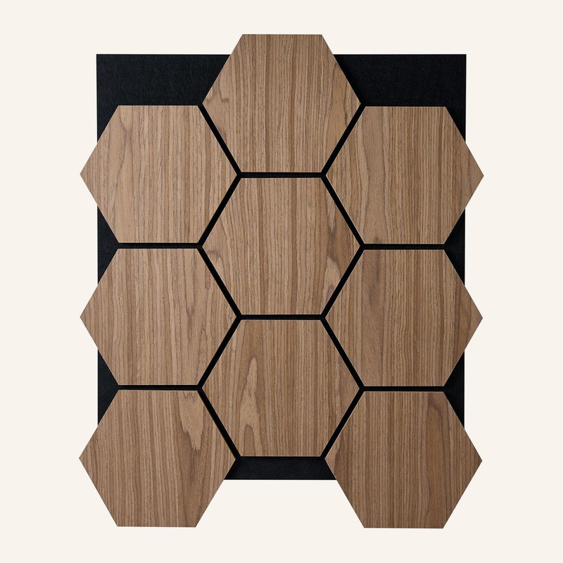 Acoustic Hexagon Wood Wall Panels in Walnut — view 4