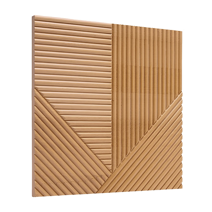 Natural Oak Crossing Lines Solid Wood Wall Panel