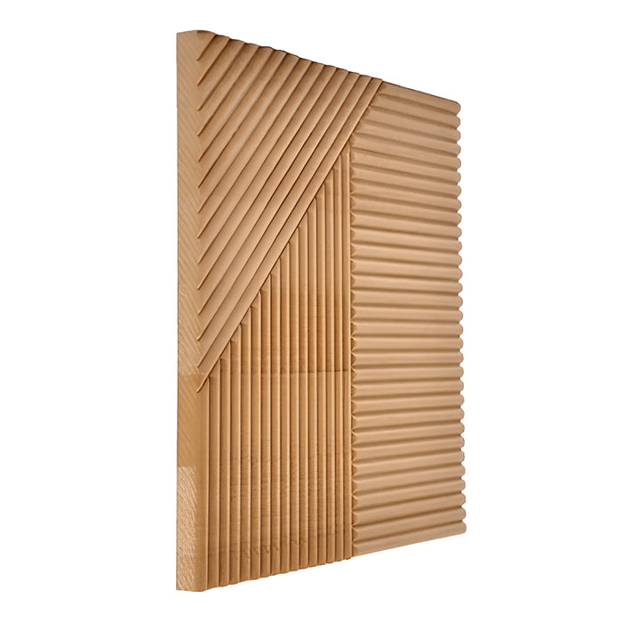 Natural Oak Crossing Lines Solid Wood Wall Panel