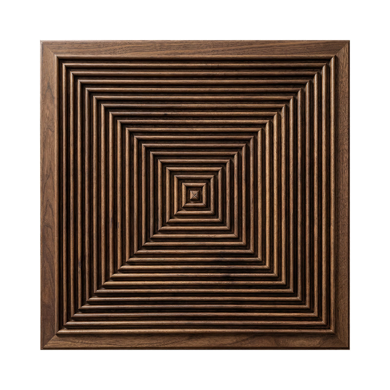 3D Concentric Square Wood Wall Panel - Walnut - View 3