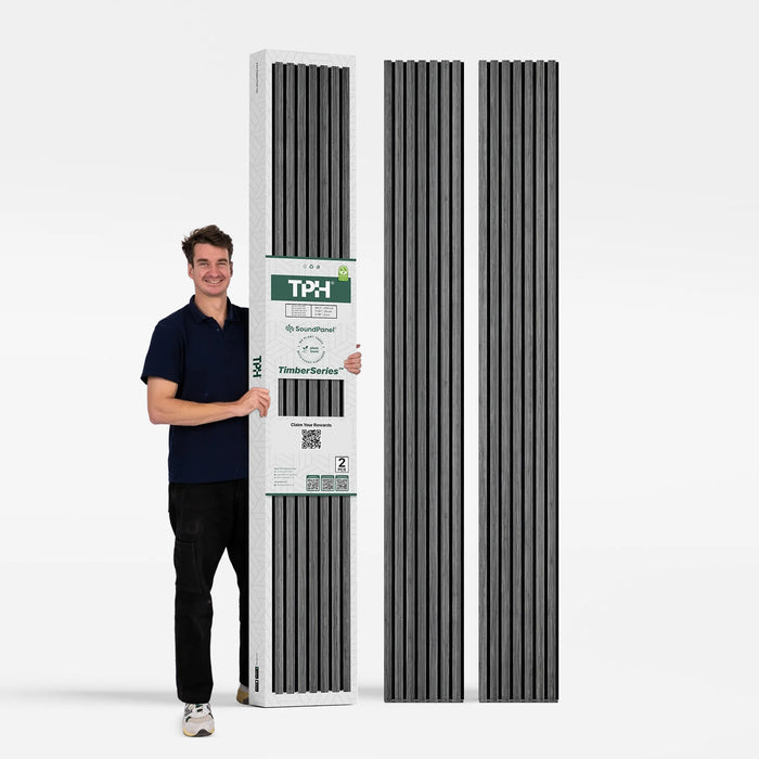 American Grey Acoustic Slat Wood Wall Panels | 3-Sided Veneer | SoundPanel®-Indoor-The Panel Hub
