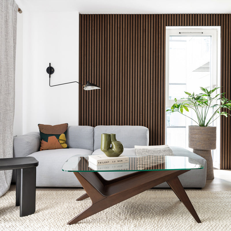 Acoustic Slat Wood Wall Panels in Walnut — view 9