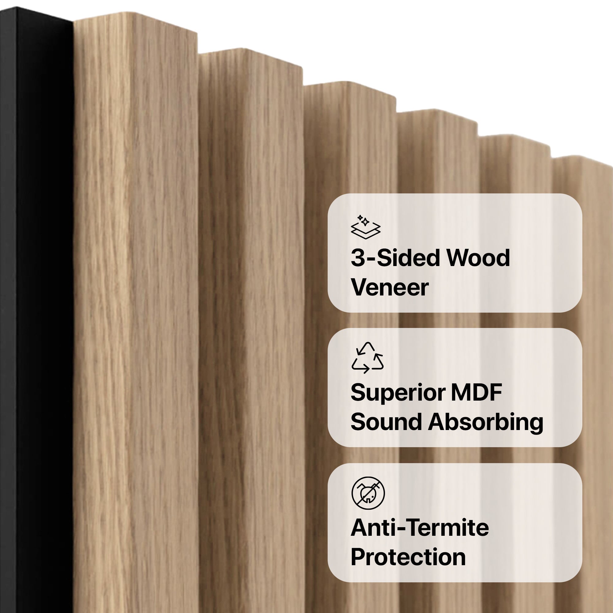 American Golden Acoustic Slat Wood Wall Panels | 3-Sided Veneer | SoundPanel®-Indoor-The Panel Hub
