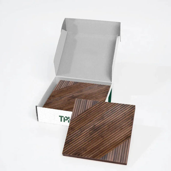 Dark Brown Tangram Solid Wood Wall Panels | GroovePanel®.