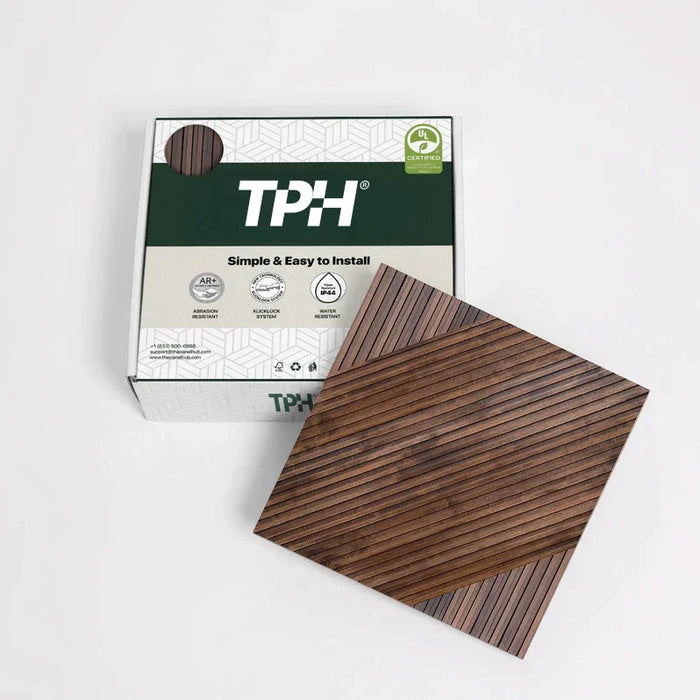 Dark Brown Tangram Solid Wood Wall Panels | GroovePanel®.