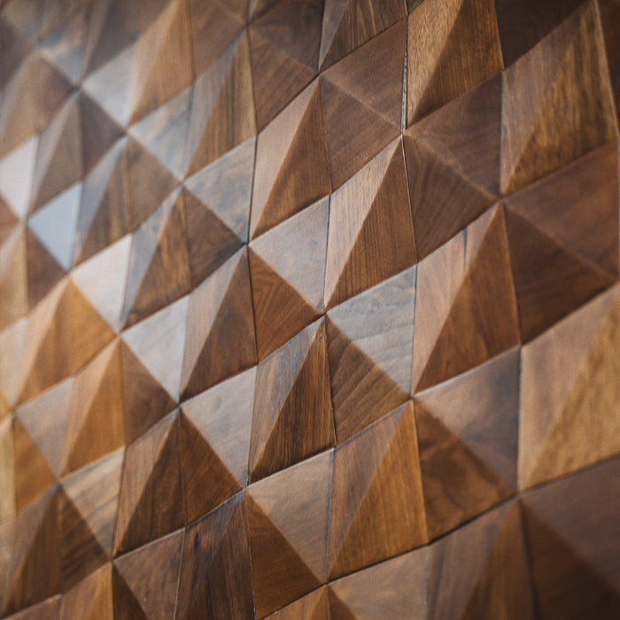 Walnut Triangle Solid Wood Wall Panels | GroovePanel®
