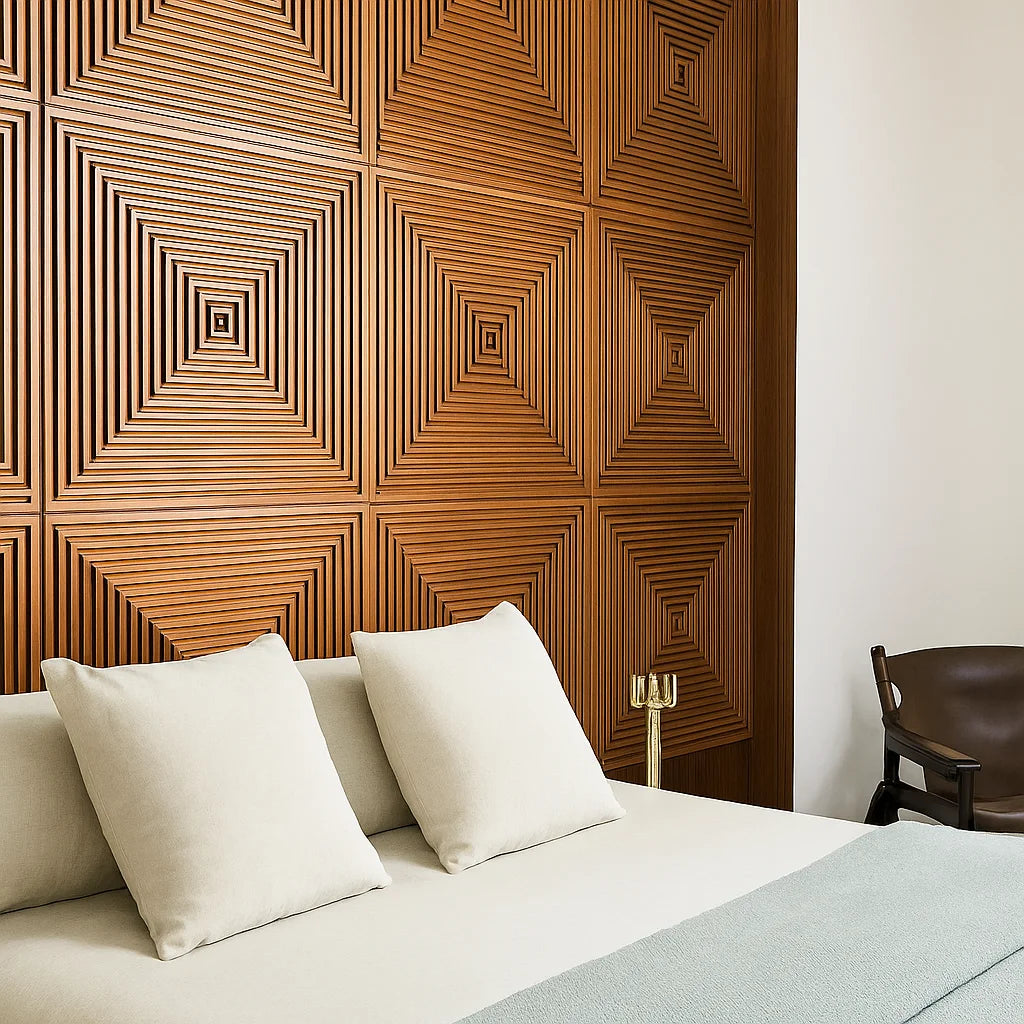 modern wood accent wall with real oak veneer