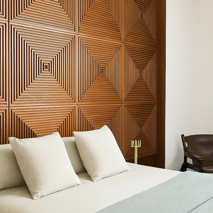 modern wood accent wall with real oak veneer
