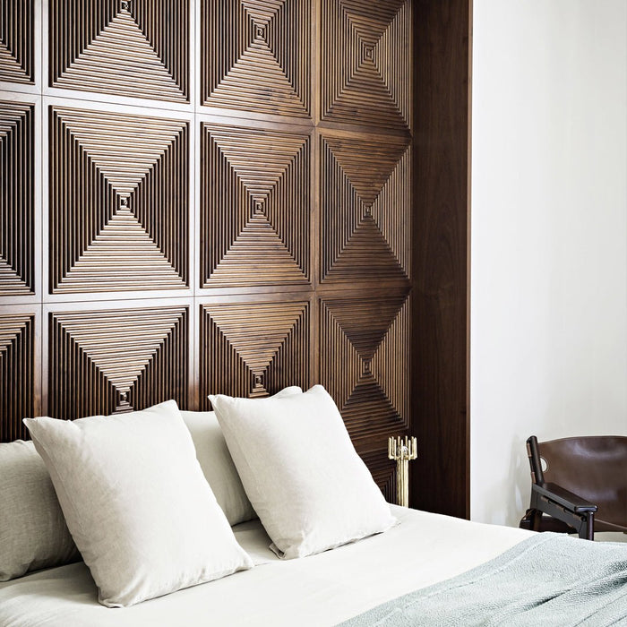Brown Parallel Mosaic Solid Wood Wall Panel | GroovePanel® - The Panel Hub