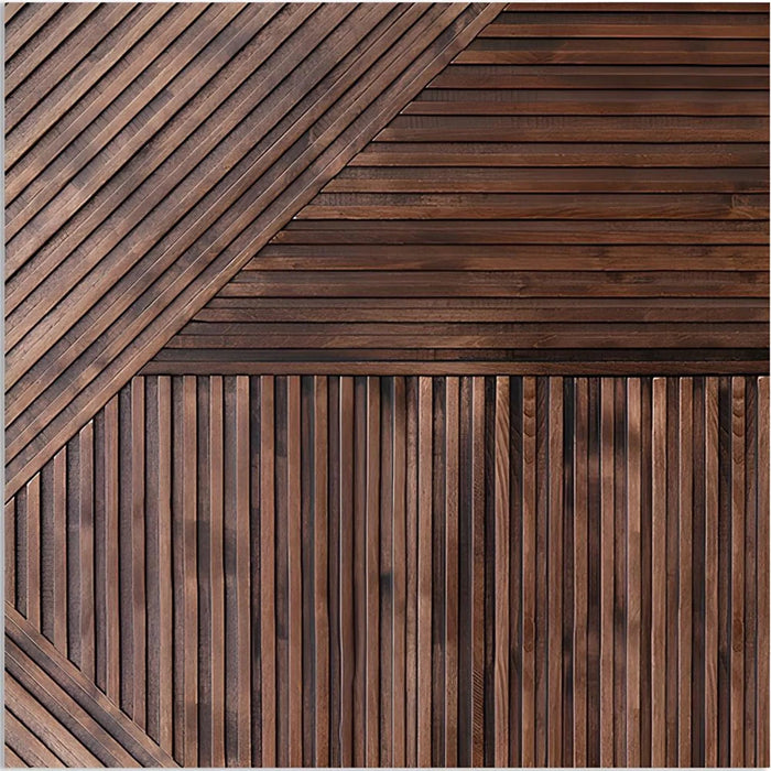 Dark Brown Tangram Mosaic Solid Wood Wall Panel | GroovePanel® - The Panel Hub