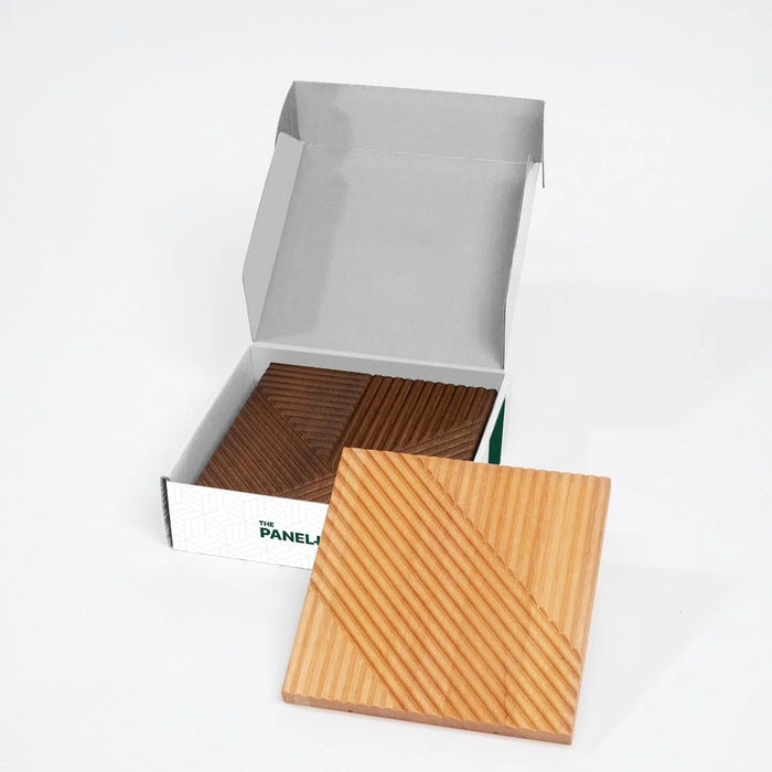 Espresso Crossing Lines Solid Wood Wall Panels | GroovePanel®