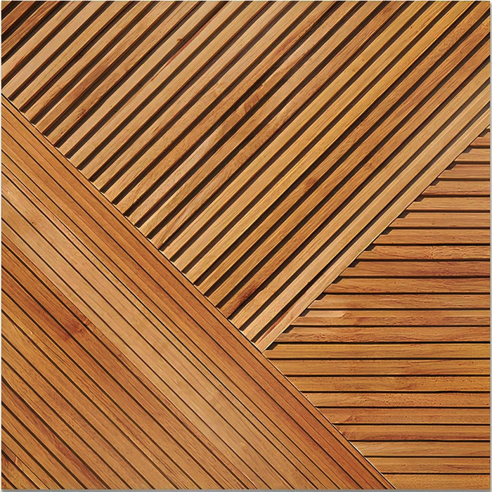 GroovePanel® Tangram Mosaic 100% Solid Wood Wall Panel | Golden Walnut.