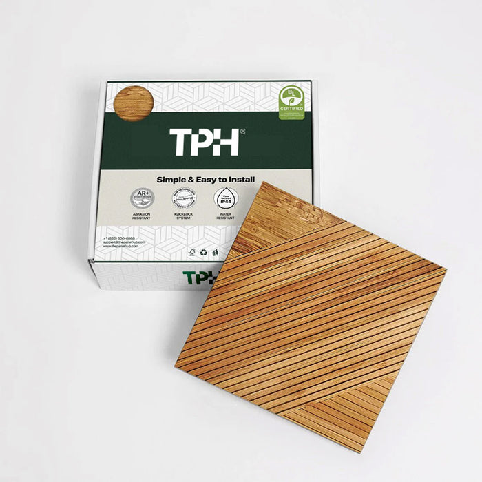 Golden Walnut Tangram Solid Wood Wall Panel | GroovePanel®